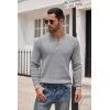 imageCOOFANDY Mens Henley Knit Sweater Long Sleeve Button Pullover Sweater Casual Waffle Texture Fashion Henley SweaterLight Grey