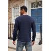 imageCOOFANDY Mens Henley Knit Sweater Long Sleeve Button Pullover Sweater Casual Waffle Texture Fashion Henley SweaterNavy Blue