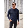 imageCOOFANDY Mens Henley Knit Sweater Long Sleeve Button Pullover Sweater Casual Waffle Texture Fashion Henley SweaterNavy Blue