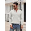 imageCOOFANDY Mens Henley Knit Sweater Long Sleeve Button Pullover Sweater Casual Waffle Texture Fashion Henley SweaterWhite
