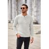 imageCOOFANDY Mens Henley Knit Sweater Long Sleeve Button Pullover Sweater Casual Waffle Texture Fashion Henley SweaterWhite