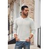 imageCOOFANDY Mens Henley Knit Sweater Long Sleeve Button Pullover Sweater Casual Waffle Texture Fashion Henley SweaterWhite