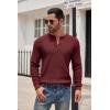 imageCOOFANDY Mens Henley Knit Sweater Long Sleeve Button Pullover Sweater Casual Waffle Texture Fashion Henley SweaterWine Red