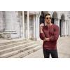 imageCOOFANDY Mens Henley Knit Sweater Long Sleeve Button Pullover Sweater Casual Waffle Texture Fashion Henley SweaterWine Red