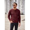 imageCOOFANDY Mens Henley Knit Sweater Long Sleeve Button Pullover Sweater Casual Waffle Texture Fashion Henley SweaterWine Red