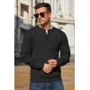 imageCOOFANDY Mens Henley Knit Sweater Long Sleeve MidWeight Soft Pullover Shirt with Chest PocketBlack