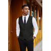 imageCOOFANDY Mens Herringbone Tweed Suit Vests Slim Fit Waistcoat Casual Business Dress VestBlack