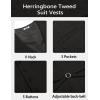 imageCOOFANDY Mens Herringbone Tweed Suit Vests Slim Fit Waistcoat Casual Business Dress VestBlack