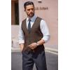 imageCOOFANDY Mens Herringbone Tweed Suit Vests Slim Fit Waistcoat Casual Business Dress VestBrown