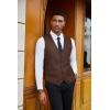 imageCOOFANDY Mens Herringbone Tweed Suit Vests Slim Fit Waistcoat Casual Business Dress VestBrown