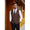 imageCOOFANDY Mens Herringbone Tweed Suit Vests Slim Fit Waistcoat Casual Business Dress VestBrown