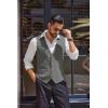 imageCOOFANDY Mens Herringbone Tweed Suit Vests Slim Fit Waistcoat Casual Business Dress VestDark Grey