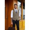 imageCOOFANDY Mens Herringbone Tweed Suit Vests Slim Fit Waistcoat Casual Business Dress VestGreen