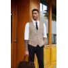 imageCOOFANDY Mens Herringbone Tweed Suit Vests Slim Fit Waistcoat Casual Business Dress VestKhaki