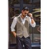 imageCOOFANDY Mens Herringbone Tweed Suit Vests Slim Fit Waistcoat Casual Business Dress VestKhaki