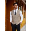 imageCOOFANDY Mens Herringbone Tweed Suit Vests Slim Fit Waistcoat Casual Business Dress VestKhaki
