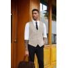 imageCOOFANDY Mens Herringbone Tweed Suit Vests Slim Fit Waistcoat Casual Business Dress VestLight Khaki