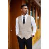 imageCOOFANDY Mens Herringbone Tweed Suit Vests Slim Fit Waistcoat Casual Business Dress VestLight Khaki