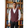 imageCOOFANDY Mens Herringbone Tweed Suit Vests Slim Fit Waistcoat Casual Business Dress VestRed