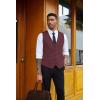 imageCOOFANDY Mens Herringbone Tweed Suit Vests Slim Fit Waistcoat Casual Business Dress VestRed