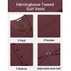 imageCOOFANDY Mens Herringbone Tweed Suit Vests Slim Fit Waistcoat Casual Business Dress VestRed