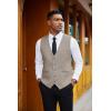 imageCOOFANDY Mens Herringbone Tweed Suit Vests Slim Fit Waistcoat Casual Business Dress VestTeal Grey
