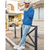 imageCOOFANDY Mens Hooded Sweatshirts Long Sleeve Casual Pullover Hoodie Waffle Knit Sweatshirt with PocketBlue