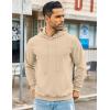 imageCOOFANDY Mens Hooded Sweatshirts Long Sleeve Casual Pullover Hoodie Waffle Knit Sweatshirt with PocketKhaki