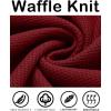 imageCOOFANDY Mens Hooded Sweatshirts Long Sleeve Casual Pullover Hoodie Waffle Knit Sweatshirt with PocketWine Red
