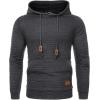 imageCOOFANDY Mens Hoodies Pullover Casaul Long Sleeve Drawstring Waffle Knit Hooded Sweatshirt with Kanga PocketDark Grey