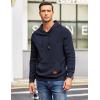 imageCOOFANDY Mens Hoodies Pullover Casaul Long Sleeve Drawstring Waffle Knit Hooded Sweatshirt with Kanga PocketNavy Blue