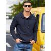 imageCOOFANDY Mens Hoodies Pullover Casaul Long Sleeve Drawstring Waffle Knit Hooded Sweatshirt with Kanga PocketNavy Blue