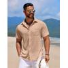 imageCOOFANDY Mens Knit Button Down Shirts Casual Short Sleeve Polo Shirt Summer Beach Shirts with PocketPorcini