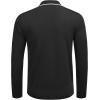 imageCOOFANDY Mens Knit Polo Shirt Long Sleeve Quarter Zip Polo Sweater Casual Golf Shirts Vintage Striped Collar PoloAll Black