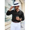 imageCOOFANDY Mens Knit Polo Shirt Long Sleeve Quarter Zip Polo Sweater Casual Golf Shirts Vintage Striped Collar PoloAll Black