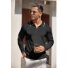 imageCOOFANDY Mens Knit Polo Shirt Long Sleeve Quarter Zip Polo Sweater Casual Golf Shirts Vintage Striped Collar PoloAll Black
