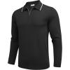 imageCOOFANDY Mens Knit Polo Shirt Long Sleeve Quarter Zip Polo Sweater Casual Golf Shirts Vintage Striped Collar PoloAll Black