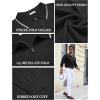 imageCOOFANDY Mens Knit Polo Shirt Long Sleeve Quarter Zip Polo Sweater Casual Golf Shirts Vintage Striped Collar PoloAll Black
