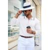 imageCOOFANDY Mens Knit Polo Shirt Long Sleeve Quarter Zip Polo Sweater Casual Golf Shirts Vintage Striped Collar PoloAll White