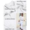 imageCOOFANDY Mens Knit Polo Shirt Long Sleeve Quarter Zip Polo Sweater Casual Golf Shirts Vintage Striped Collar PoloAll White
