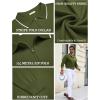 imageCOOFANDY Mens Knit Polo Shirt Long Sleeve Quarter Zip Polo Sweater Casual Golf Shirts Vintage Striped Collar PoloArmy Green