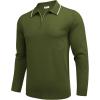 imageCOOFANDY Mens Knit Polo Shirt Long Sleeve Quarter Zip Polo Sweater Casual Golf Shirts Vintage Striped Collar PoloArmy Green