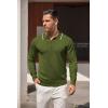 imageCOOFANDY Mens Knit Polo Shirt Long Sleeve Quarter Zip Polo Sweater Casual Golf Shirts Vintage Striped Collar PoloArmy Green