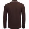 imageCOOFANDY Mens Knit Polo Shirt Long Sleeve Quarter Zip Polo Sweater Casual Golf Shirts Vintage Striped Collar PoloBrown