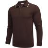 imageCOOFANDY Mens Knit Polo Shirt Long Sleeve Quarter Zip Polo Sweater Casual Golf Shirts Vintage Striped Collar PoloBrown