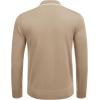 imageCOOFANDY Mens Knit Polo Shirt Long Sleeve Quarter Zip Polo Sweater Casual Golf Shirts Vintage Striped Collar PoloKhaki