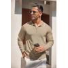 imageCOOFANDY Mens Knit Polo Shirt Long Sleeve Quarter Zip Polo Sweater Casual Golf Shirts Vintage Striped Collar PoloKhaki