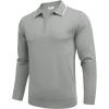 imageCOOFANDY Mens Knit Polo Shirt Long Sleeve Quarter Zip Polo Sweater Casual Golf Shirts Vintage Striped Collar PoloLight Grey