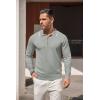 imageCOOFANDY Mens Knit Polo Shirt Long Sleeve Quarter Zip Polo Sweater Casual Golf Shirts Vintage Striped Collar PoloLight Grey