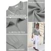 imageCOOFANDY Mens Knit Polo Shirt Long Sleeve Quarter Zip Polo Sweater Casual Golf Shirts Vintage Striped Collar PoloLight Grey